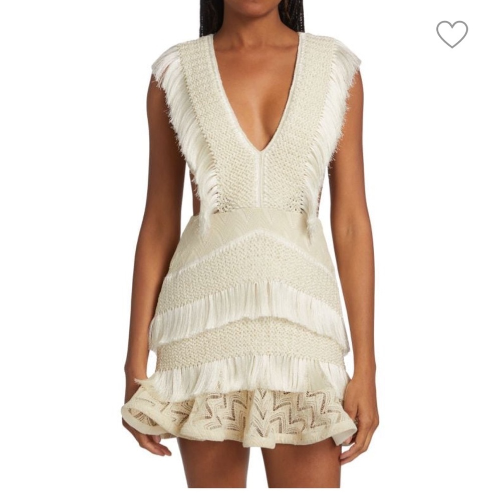 PatBO x Alessandra Ambrosio Fringe Plunge Minidress